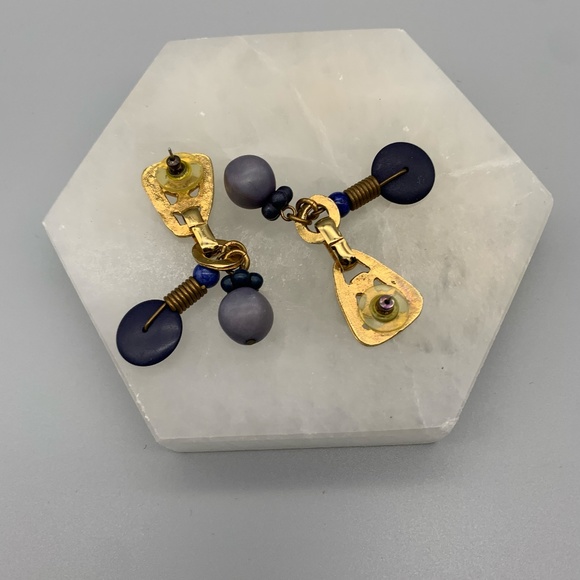 Vintage Retro Beaded Drop Earrings. Good Condition. - Picture 2 of 3